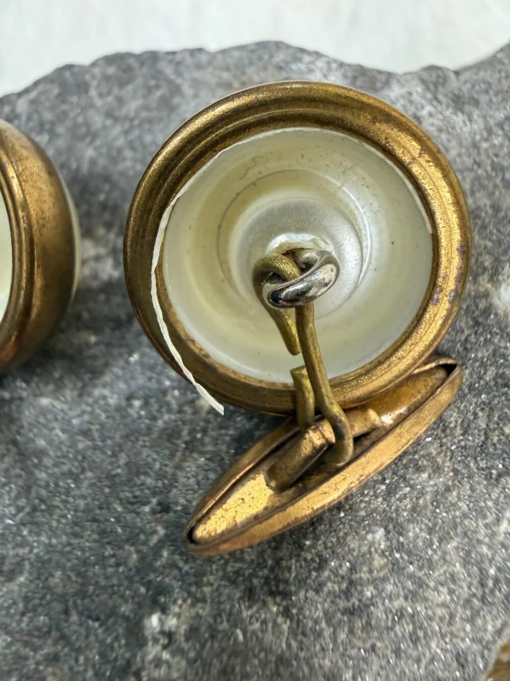 Vintage Faux Pearl & Gold Tone Cufflinks Cuff Links